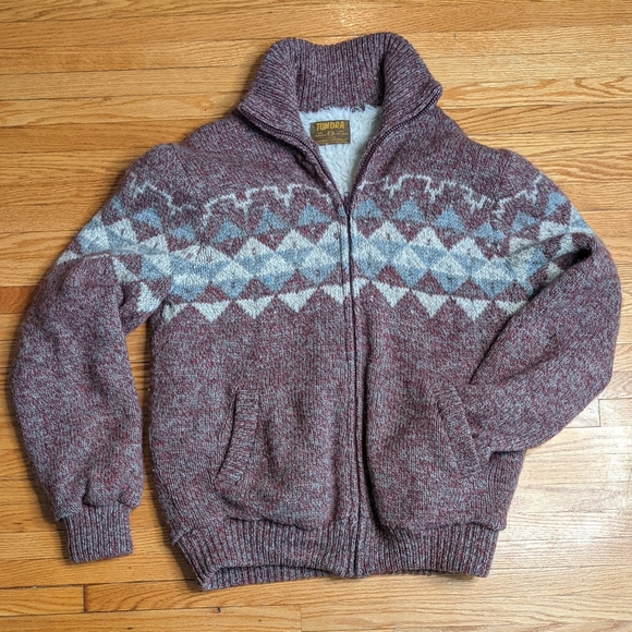 Tundra Other - Lg Virgin Wool Vintage lined Tundra Knitting ltd zipper sweater